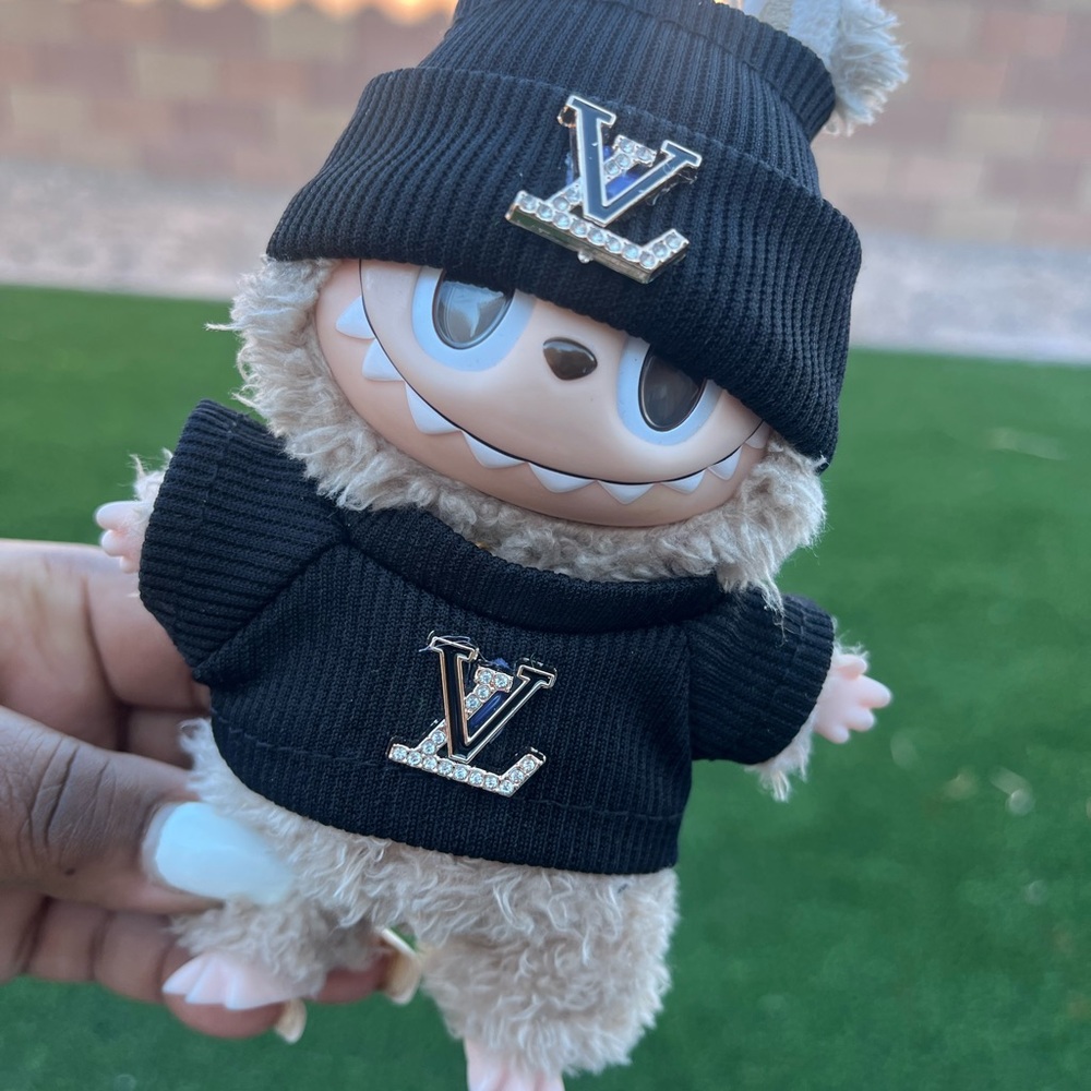 Stylish Black Labubu outfit with hat
